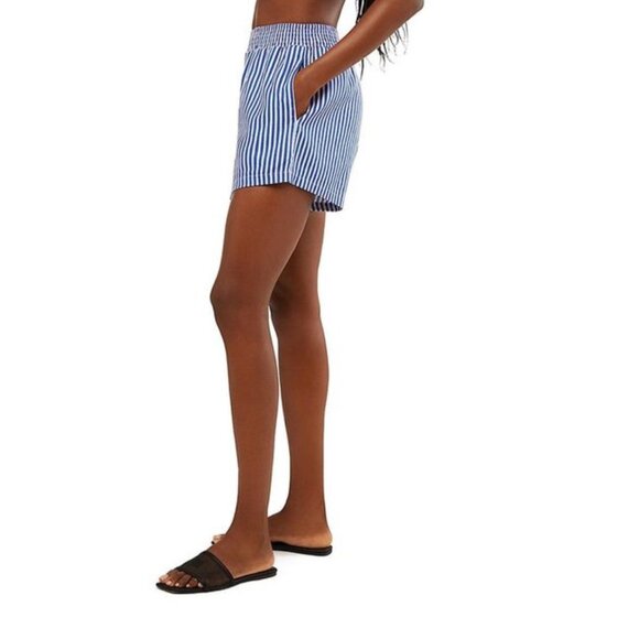 WeWoreWhat Striped Elastic Linen Shorts Sz L Womens NWOT Blue & White Stripe - Picture 3 of 8